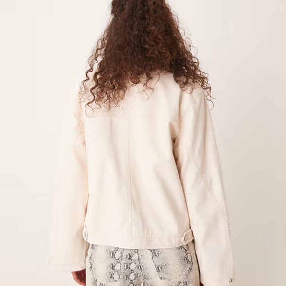 Suede Leather Free People Blair Jacket - Ivory / Cream, vegan - Picture 4 of 12